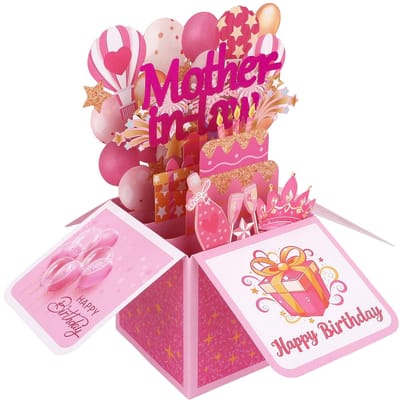 Dailygoods- Popup Kaart Elegante 3D Verjaardagskaart - Kleurrijk - Verjaardagskaart met Envelop - Cadeau - Herinnering - Complete Set 24,5x24,5x19cm