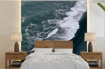 Behang - Fotobehang Water - Strand - Zwart - Breedte 260 cm x hoogte 260 cm