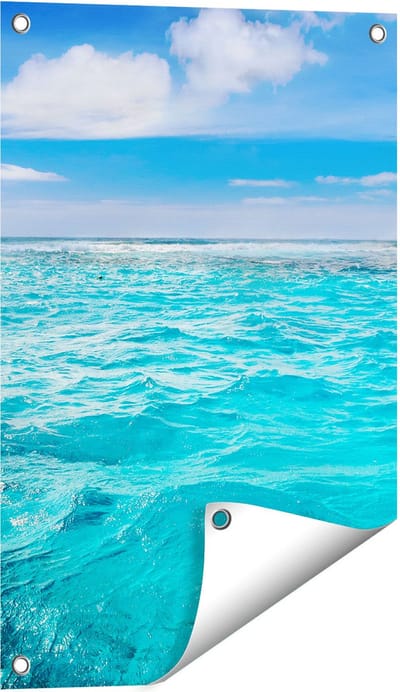 Gards Tuinposter Blauwe Caribische Zee Water - 40x60 cm - Tuindoek - Tuindecoratie - Wanddecoratie buiten - Tuinschilderij
