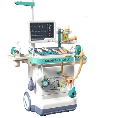 Trousse de docteur pour enfants Ensemble de jeu de docteur pour tout-petits avec station médicale Stéthoscope Jeu de rôle Jouet médical pour filles Garçons gray