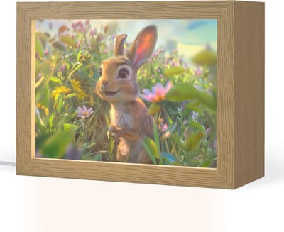 Nachtlampje 20x15 cm - Kinder lampje - Konijn - Dieren - Natuur - Tafellamp kinderkamer - Slaapkamer lamp - Bedlamp kinderen - Kinderlampje stopcontact - Wandlamp babykamer - Nachtlampjes