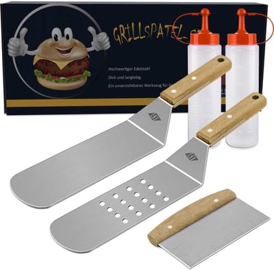 Dailygoods- Grillspatel Set - Roestvrij Staal - Plancha Spatel - Accessoires - Cadeaus voor Mannen - Perfect voor Barbecue - Grillgereedschap