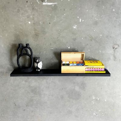 GoudmetHout® Zwevende Wandplank Industrieel - 40 x 15 cm Muurplank - Zwart Eiken Hout - Decoratie Wandrek & Boekenrek - Hangplank Keuken - Floating Wall Shelf met Blinde Montage