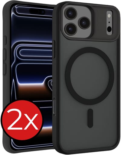 Hoesje - 2 Stuks - Geschikt voor iPhone 17 Pro / 18 Pro - Magsafe Compatible - Sterk & Shockproof - Shock Proof Case - Back Cover - Telefoon Hoes - Telefoonhoes - Zwart
