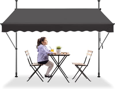 ACXIN Klemmarkies Balkonmarkies - Uitschuifbare Zonwering Handkurbel - 250x120cm Donkergrijs