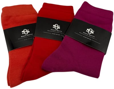 Owen Smith - Herensokken - 3 paar (rood, fuchsia, orange rust) - maat 39-42