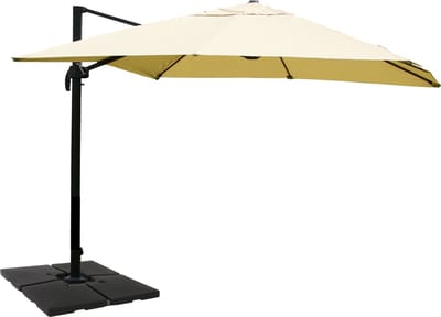 Zweefparasol MCW-A96, parasol, 3x4m (Ø5m) polyester/aluminium 26kg ~ crème met voet