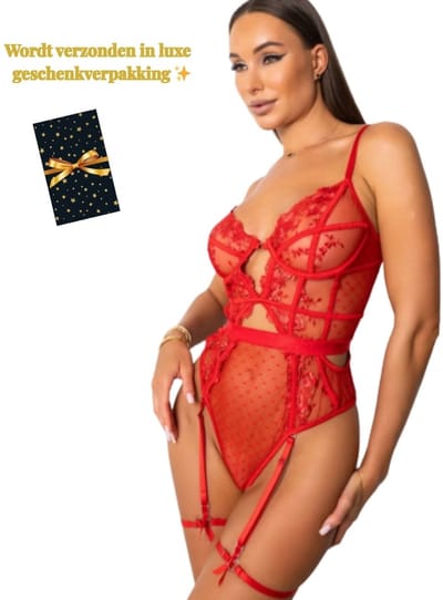 Erotische Body – Premium Quality – High End – Sexy Lingerieset – Lingerie Erotisch – Classy luxe kanten lingerieset – Erotische Bustier – BH en jarretelset – Dames lingerie – Sexy lingerie – Spannende lingerie – Dare to Undress – Maat XS/S, M, L, XL
