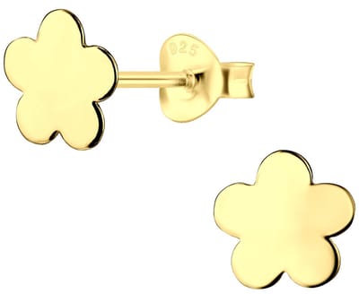 Joy|S - Zilveren bloem oorbellen - 8 mm - egaal - Daisy - gold plated