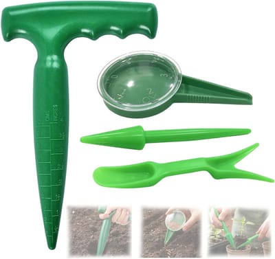 Pikstaaf en plantenhulpset, 4-delig, met plantengat en zaadverdeler, voor bloembollen, vetplanten, groenten en - ShopVlot