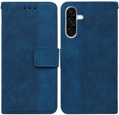 Coverup Hoesje - Geschikt voor Samsung Galaxy A36 / A56 Hoesje - Coverup Geometric Book Case - Blauw