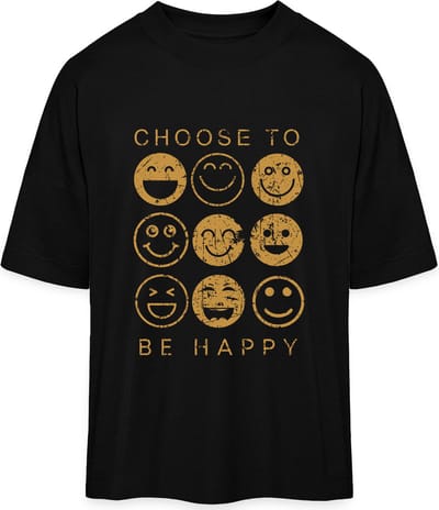T Shirt Heren Dames - Kies Er Voor Gelukkig Te Zijn - Smileys - Zwart - S