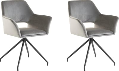 Vera-Fauteuil - Grijs Fluweel - Set van 2