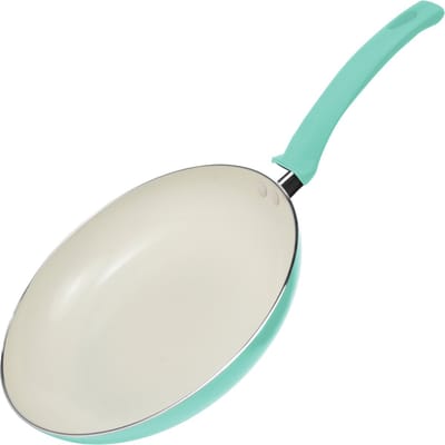 COOCK Koekenpan Inductie - 1500ml - Speciale Anti-Aanbak Coating - Koekenpannen met Ergonomische Koudgrepen - Gerecycled Aluminium - Turquoise - Inclusief E-book