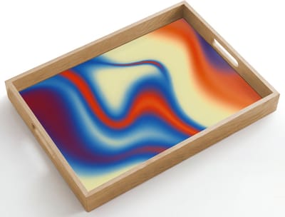 Dienblad hout 50x35 cm - Schootdienblad - Golven - Kleurrijk - Abstract - Borrelplank rechthoek - Plateau dienbladen