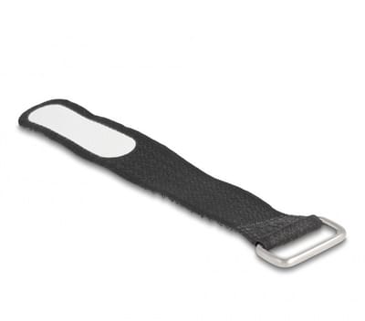 Klittenband kabelbinders met gesp en label 127 x 20mm / zwart (5 stuks)