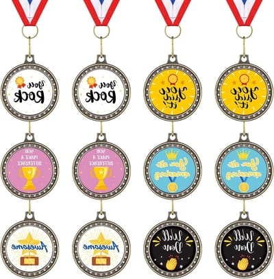 Sasylvia 12 stuks waardering award medailles dank u medailles met rood wit blauw nek lint inspirerende waardering prijs bulk voor kantoor collega collega team pensioen (klassiek)
