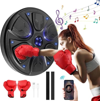 Boksmachine Muzikaal - Wandmontage Bokszak - Thuis Sporten - Verstelbare Snelheid - 50 cm Breed - Zwart