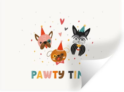 Muurstickers - Sticker Folie - Honden - Quotes - Spreuken - Pawty time - 40x30 cm - Plakfolie - Muurstickers Kinderkamer - Zelfklevend Behang - Zelfklevend behangpapier - Stickerfolie