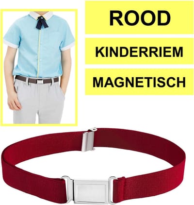 Fako Fashion - Kinderriem Elastisch Magnetisch - Elastische Riem Voor Kinderen - Rekbare Riem - Broekriem - Stretch Riem - Rood