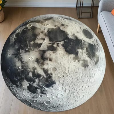 Maan Rond Kleed Buitenruimte Kleed Maan Decor Kleed Planeet Kleed Nacht Kleed Maan Rond Kleed Kinderkamer Jongenskamer Cirkel Kleed 40x40cm