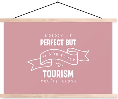 Posterhanger incl. Poster 90x60 cm - Schoolplaat - Quote - Tourism - Studeren - Textielposter - Blanke latten