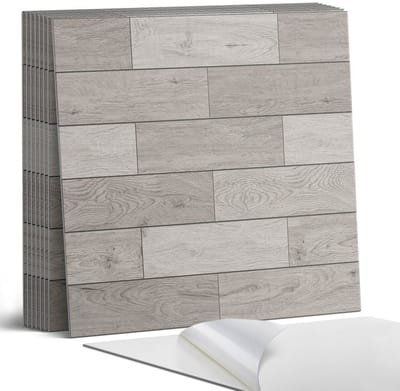 Coloray Plaktegels - Houtkleurige planken Portugese Tegels - 30 cm x 30 cm - Grijs Plaktegels - 9 stuks - Vierkant PVC Tegels - Plaktegels Keuken - Zelfklevende Vloertegels - Vinyltegels Vloer Zelfklevend - Zelfklevende Tegels