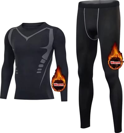 Thermo Ondergoed Set Heren 2-delig – Winter Fleece Compressie Sport Ondergoed met Thermisch Shirt en Lange Onderbroek – Maat XL (65–75 kg)