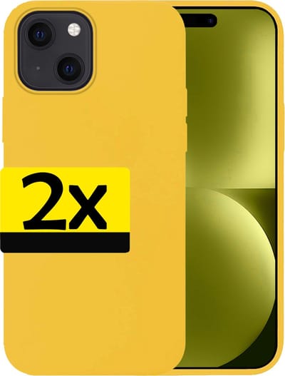Hoesje - 2 Stuks - Geschikt voor Apple iPhone 15 - Sterk & Shockproof - Case Siliconen - Back Cover - Telefoon Hoes - Telefoonhoesjes - Geel