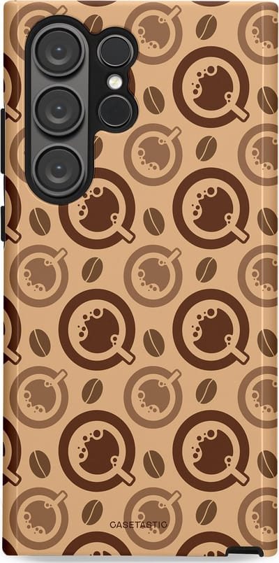Casetastic Hoesje Geschikt voor Samsung S23 Ultra - Stijlvolle Beschermende Duo-layer Case - Cappuccino Ontwerp