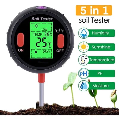 Bodemtester Meerdere functies Groot scherm Elektronisch digitaal display Bodemvocht PH-temperatuur zwart