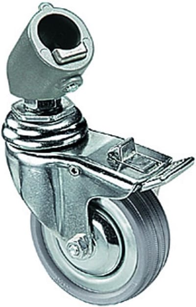 Zwenkwielen Set - Meubelwielen Rem - Meubels Verplaatsen - Met Rem en Adapter - 75 mm - Grijs