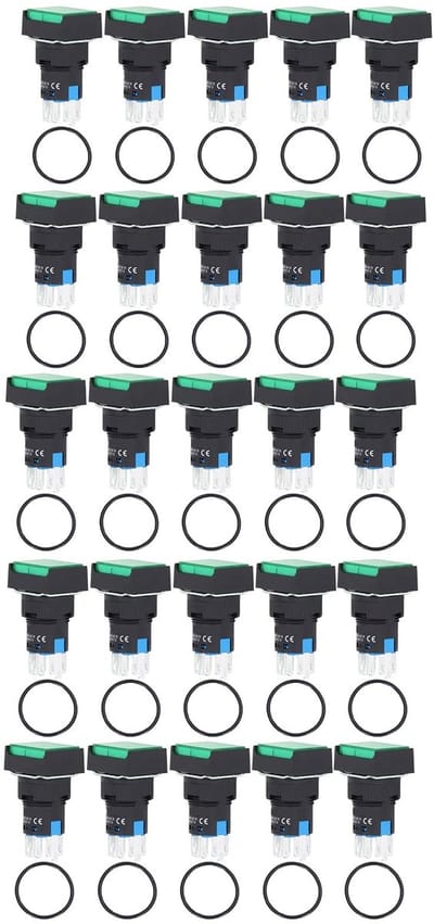 aladdien - Drukknop - Zelfsluitende Schakelaar - 16mm - Groen - Automatisering - Voor Verdeelkast - 25 Stks