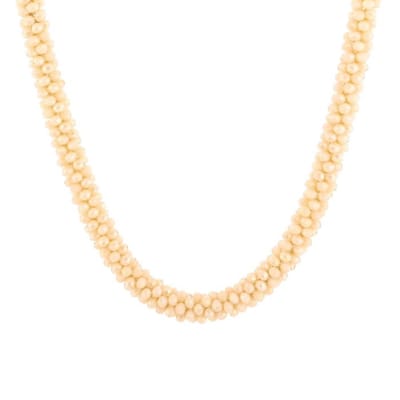 ketting - kralen - strass - off white - 45 cm