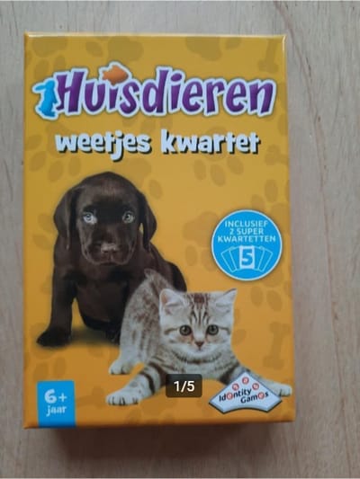 Huisdieren Weetjes Kwartet - Familiekaartspel voor 2-4 Spelers, Educatief en Plezierig, Leeftijd 6+
