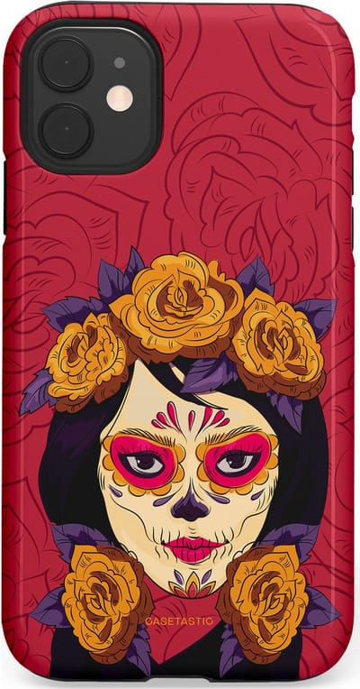 Casetastic hoesje geschikt voor Apple iPhone 11 - Dubbellaagse bescherming - Middernachtmasker - Fashion Case - Bordeaux Bruin Zwart