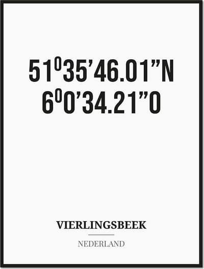 Poster/kaart VIERLINGSBEEK met coördinaten