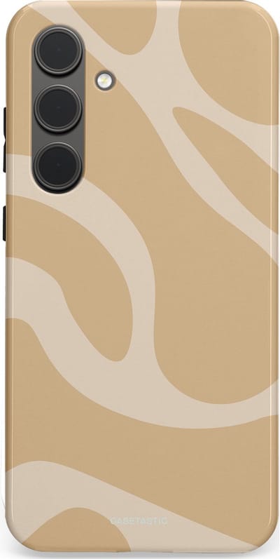 Casetastic hoesje geschikt voor Samsung Galaxy S24 Plus - Dubbellaagse bescherming - Aesthetic Beige Wave Clean Girl - Fashion Case - Beige