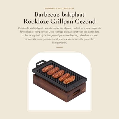 Dailygoods- Barbecueplaat Rookloos - BBQ-Bakplaat - Antiaanbaklaag - Aluminiumlegering - 3-5 Personen - 31,7 x 15 x 9,2 cm - Grillpan