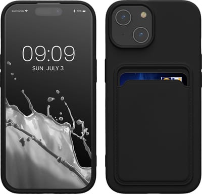 kwmobile telefoonhoesje geschikt voor iPhone 15 - Hoesje met pasjeshouder - TPU case in zwart