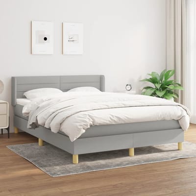 vidaXL - Boxspring - met - matras - stof - lichtgrijs - 140x190 - cm