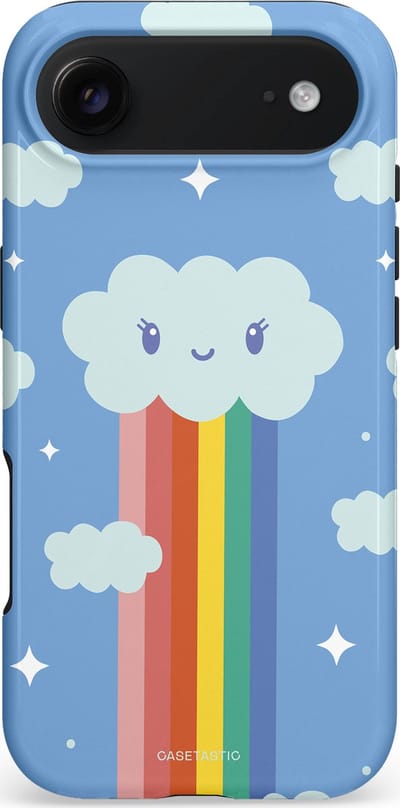 Casetastic hoesje geschikt voor Apple iPhone Air - MagSafe - Dubbellaagse bescherming - Regenboogwolkje - Fashion Case - Lichtblauw Lichtgrijs