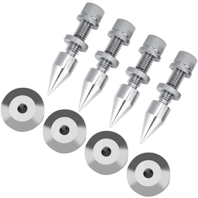 Allecto - Luidsprekerspikes - Isolatievoetpads - Krasbestendig en Schokbestendig - Zilver - Hoogglans Koper - Geschikt voor Hifi-luidsprekers - 4 S...