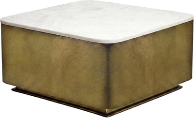 Salontafel vierkant - Bijzettafel marmer - Woonkamer inrichten - Handgemaakt uniek stuk - 60x60 cm - Wit goud