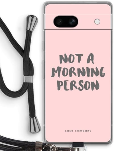 Case Company® - Hoesje met koord geschikt voor Google Pixel 7A hoesje met Koord - Morning person - Telefoonhoesje met Zwart Koord - Bescherming aan alle Kanten en Over de Schermrand