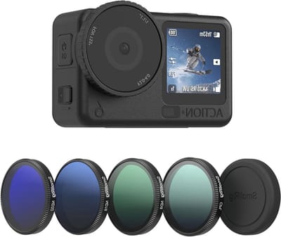 ND Filter Kit voor DJI Osmo Action - 5 Pack CPL ND8 ND16 ND32, Snap-On Polarisatiefilters en Lensbescherming, HD Optisch Glas en Meervoudige Coating
