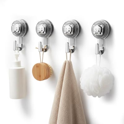 Set van 4 Herbruikbare Zuignap Haken, Sterke Wandhaken zonder Boren, Waterdichte Ophanghaken voor Douche, Keuken en Kleding