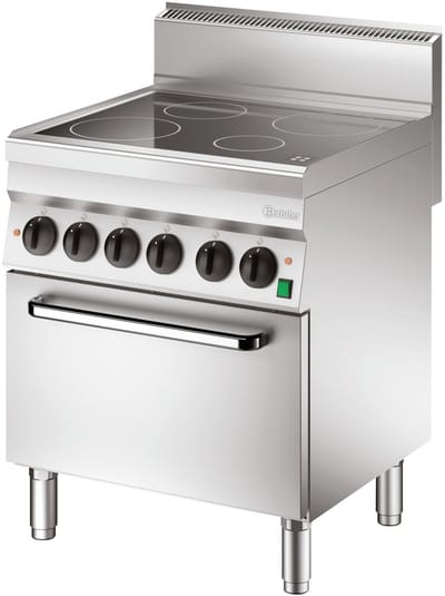 Bartscher Fornuis Serie 650 - Elektrisch - 4 Kookplaten - Elektrische Oven - 700x650x870mm - Horeca Oven - Horeca Fornuis