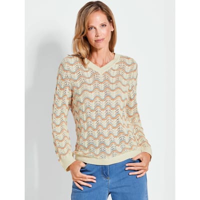 Pullover - gebroken wit / gedess. - Gr. 54 van Goldner Fashion