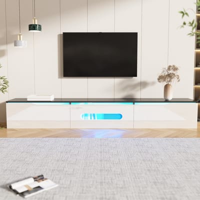 Sweiko TV kast - 180cm - Hoogglans afwerking - Met 16 kleuren LED verlichting - Aan de muur te bevestigen - Zwart + Wit
